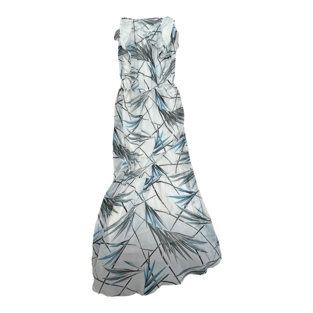 White House Black Market Hi-Lo Blue White Bamboo Pattern Sleeveless Dress Size 6 - Picture 6 of 10